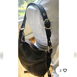 Coach Brown Pebbled Leather Hobo Shoulder Bag Handbag Adjustable Strap W Tassel